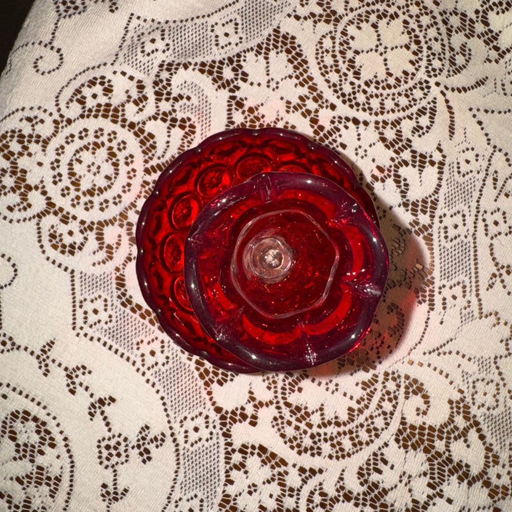 8" LE SMITH VINTAGE AMBERINA MOON & STAR EPERGNE - Picture 3 of 5